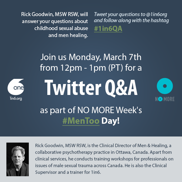 1in6 Twitter Q&A: Childhood Sexual Abuse & Men Healing