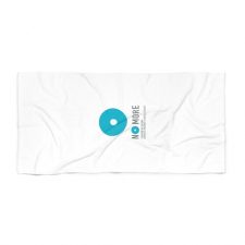 White beach towel with No More logo