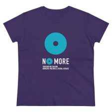 Purple t-shirt with No More logo