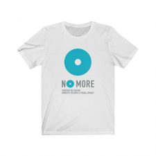 White t-shirt with No More logo